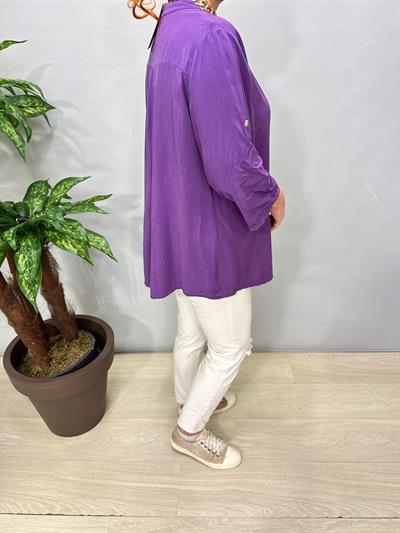 2580 Italyan Payet Detay Gömlek Bluz Mor