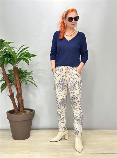 2625 Italyan Desenli Pantolon Taş 