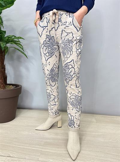 2625 Italyan Desenli Pantolon Taş 