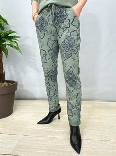 2625 Italyan Desenli Pantolon Yeşil
