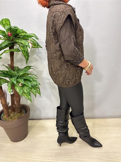 2626 Italyan Payet Detay Yelek Acı Kahve