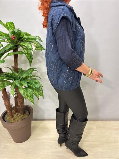 2626 Italyan Payet Detay Yelek Lacivert