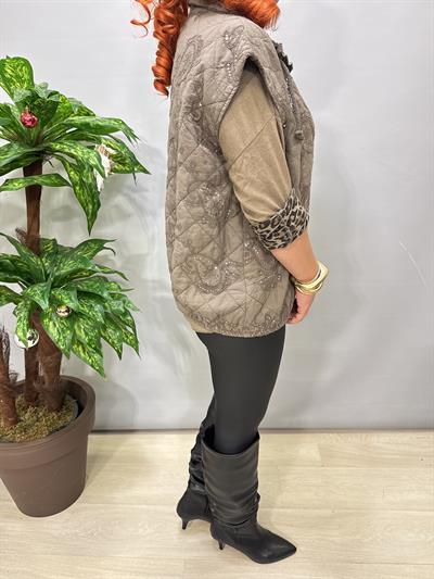 2626 Italyan Payet Detay Yelek Vizon