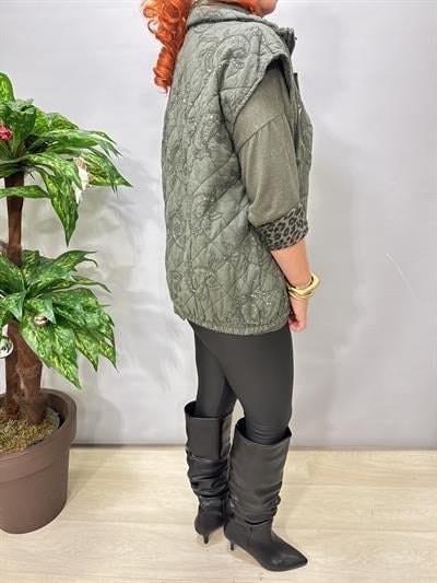 2626 Italyan Payet Detay Yelek Yeşil