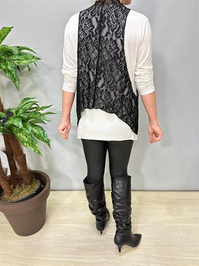 2628 Dantelli yelek  Takım Ekru