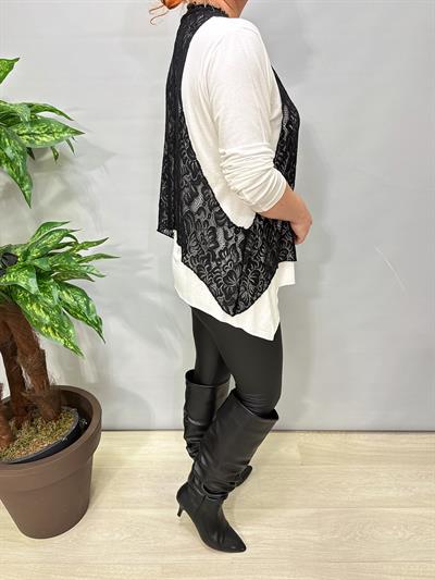 2628 Dantelli yelek  Takım Ekru