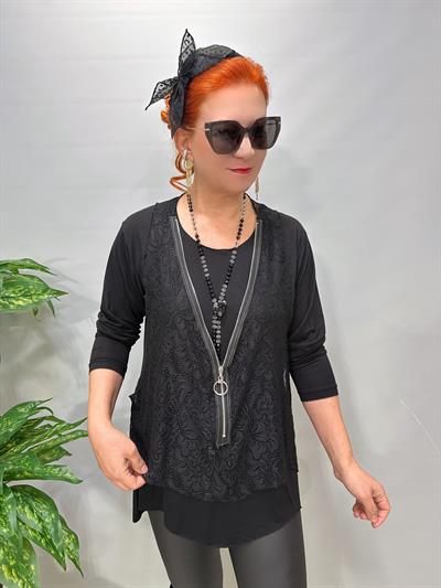 2628 Dantelli yelek  Takım Siyah