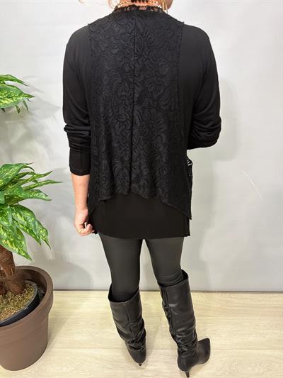 2628 Dantelli yelek  Takım Siyah