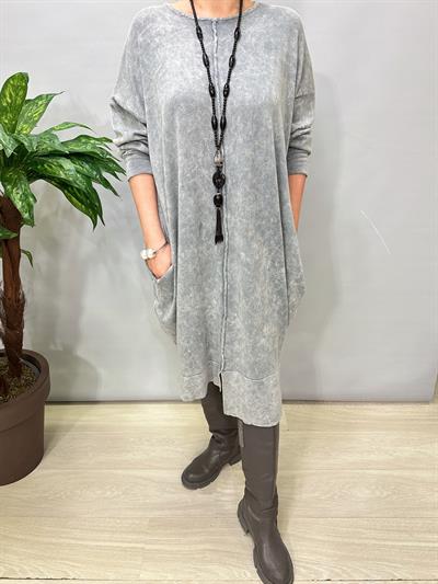 2630 Tasarım Pamuklu Elbise Gri