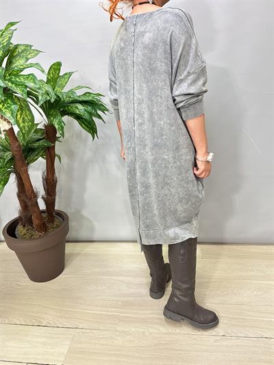 2630 Tasarım Pamuklu Elbise Gri