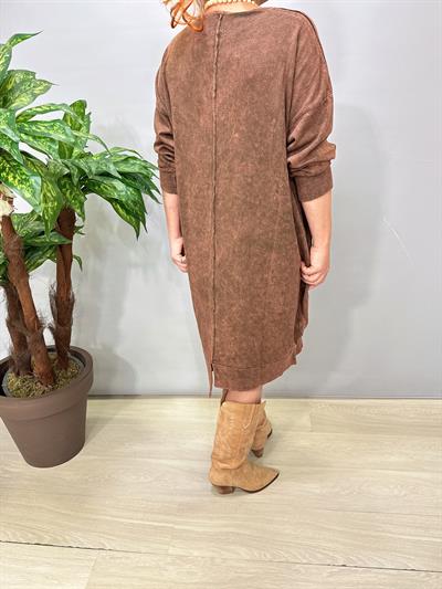 2630 Tasarım Pamuklu Elbise Kahve