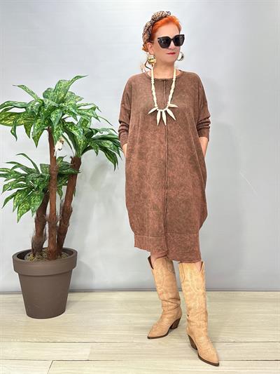 2630 Tasarım Pamuklu Elbise Kahve