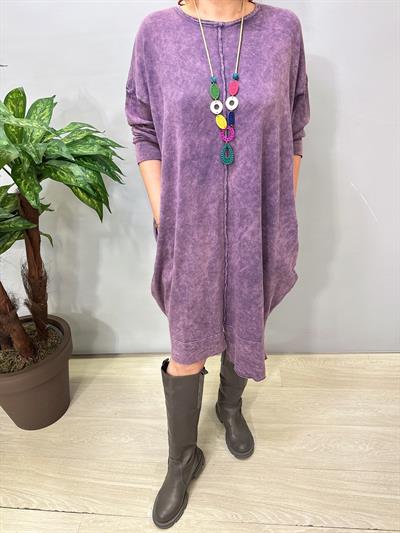 2630 Tasarım Pamuklu Elbise Mor
