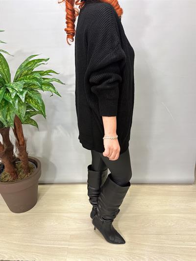 2635 Balıkçı Yaka Kazak Siyah