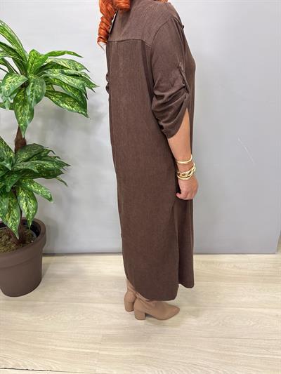 2648 Şönil Kadife Elbise Acı Kahve 