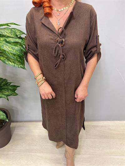 2648 Şönil Kadife Elbise Acı Kahve 