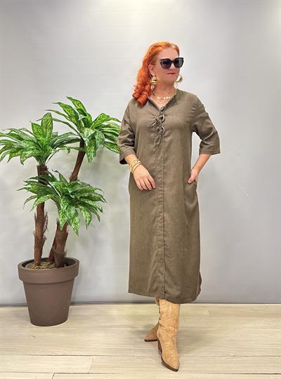 2648 Şönil Kadife Elbise Haki