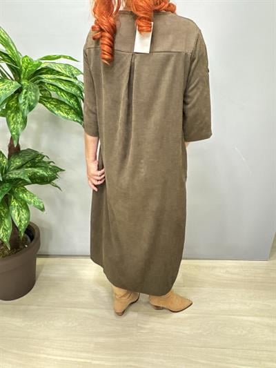 2648 Şönil Kadife Elbise Haki