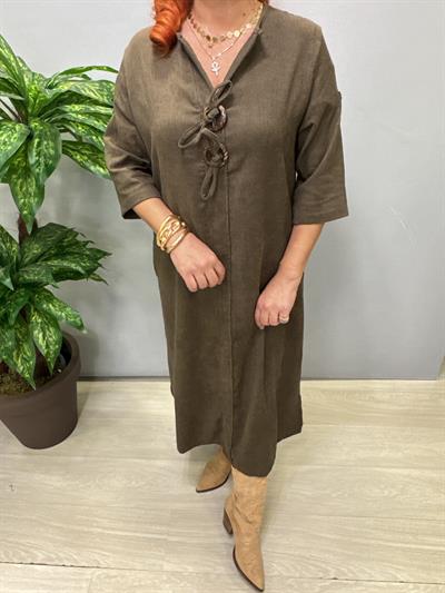 2648 Şönil Kadife Elbise Haki