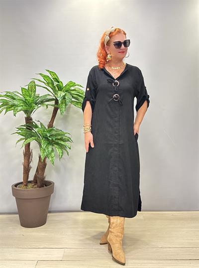 2648 Şönil Kadife Elbise Siyah