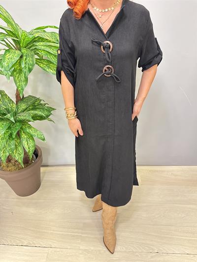 2648 Şönil Kadife Elbise Siyah