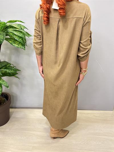 2648 Şönil Kadife Elbise Yağ Yeşili