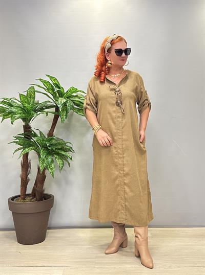 2648 Şönil Kadife Elbise Yağ Yeşili