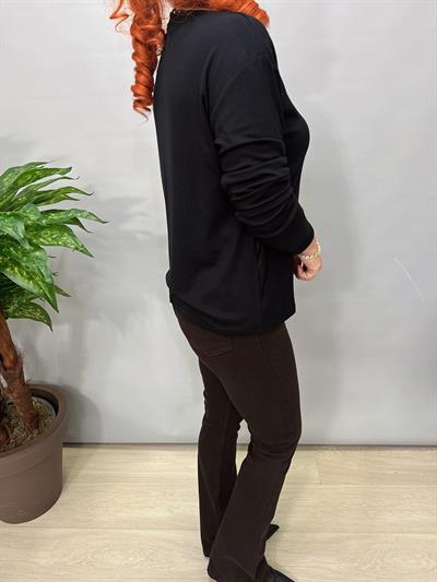 2650 1 Beden Küçük Alınız Modal Basic Bluz Siyah