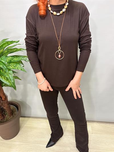 2650 1 Beden Küçük Alınız Modal Basic Bluz Acı Kahve