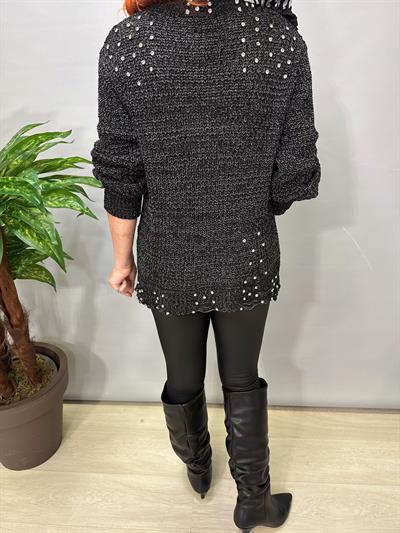 2651 Tasarım Taşlı Triko Siyah