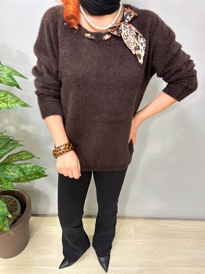 2652 Angora Triko Bluz Acı Kahve