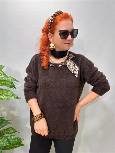 2652 Angora Triko Bluz Acı Kahve