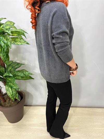 2652 Angora Triko Bluz Gri