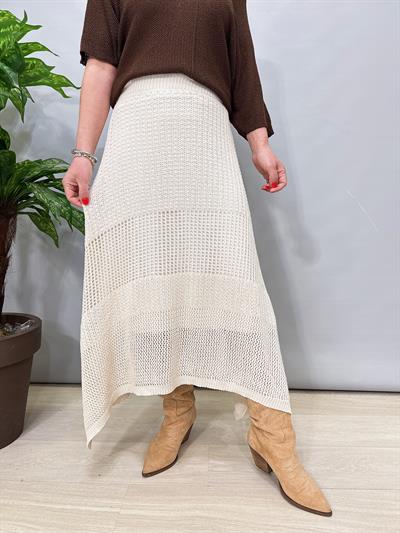 2663 Pamuklu Örme Etek Krem