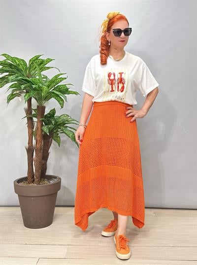 2663 Pamuklu Örme Etek Turuncu