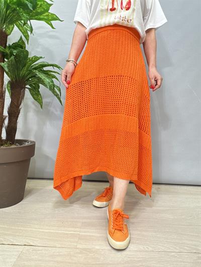 2663 Pamuklu Örme Etek Turuncu