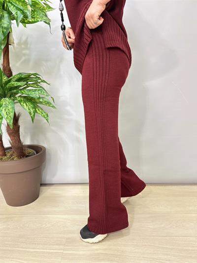 2666 Yarım Balıkçı Yaka Triko Takım Bordo