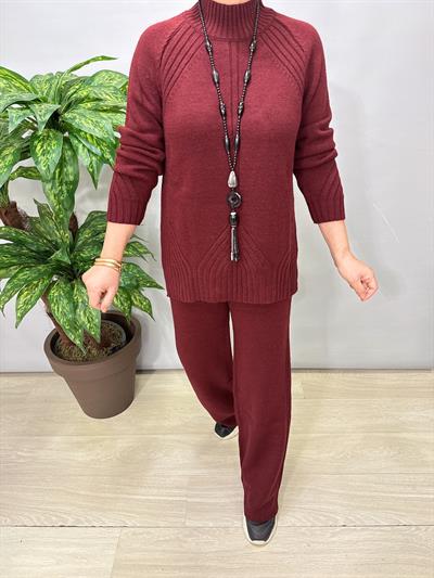 2666 Yarım Balıkçı Yaka Triko Takım Bordo