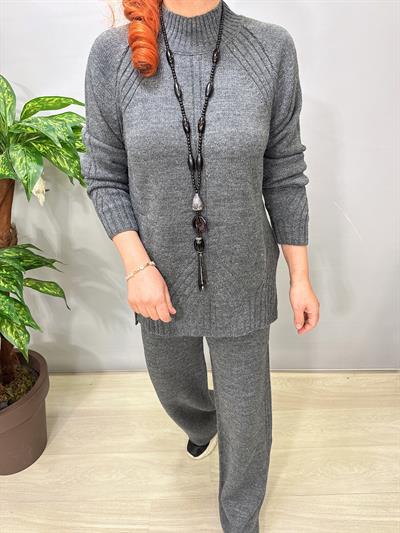 2666 Yarım Balıkçı Yaka Triko Takım Gri