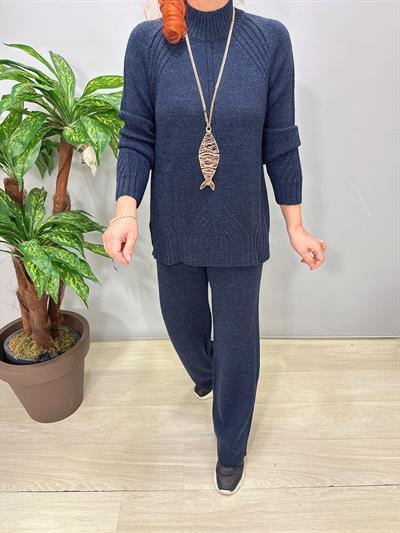 2666 Yarım Balıkçı Yaka Triko Takım Lacivert