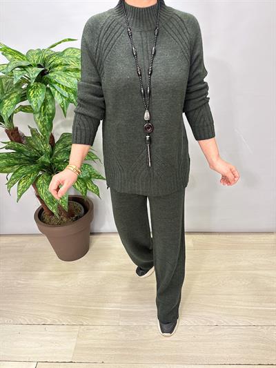 2666 Yarım Balıkçı Yaka Triko Takım Yeşil