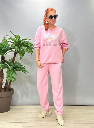 2675 Modal Doku Desenli Takım Pudra