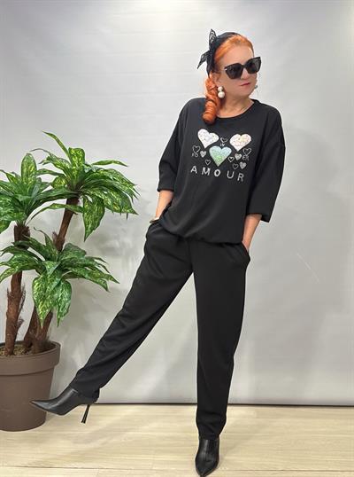 2675 Modal Doku Desenli Takım Siyah