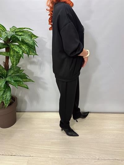 2675 Modal Doku Desenli Takım Siyah