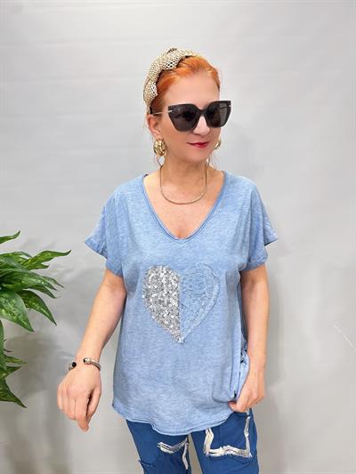 2680 Italyan Pamuklu Bluz Bebe Mavi