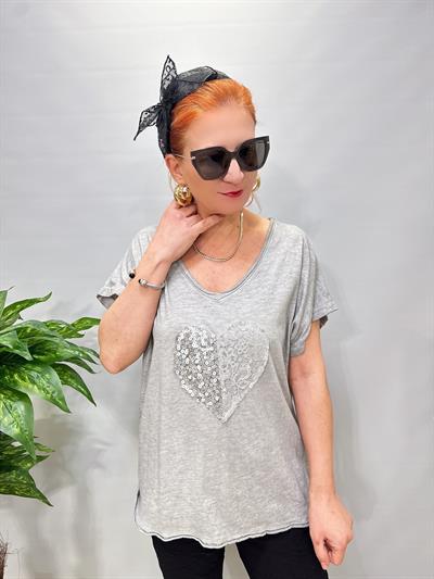 2680 Italyan Pamuklu Bluz Gri