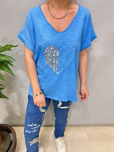 2680 Italyan Pamuklu Bluz Mavi