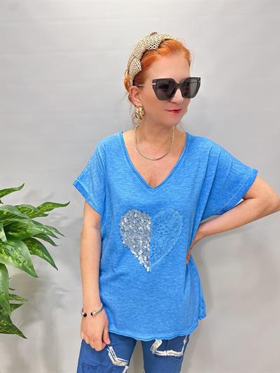 2680 Italyan Pamuklu Bluz Mavi