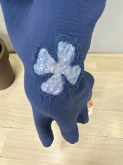 2685 Müslin Ceketli Elbise Saks Mavi