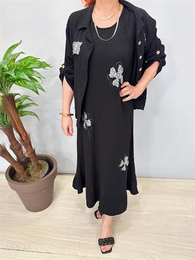 2685 Müslin Ceketli Elbise Siyah